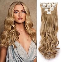 Clip In Hair Extensions Long Wavy 7 PCS Invisible Clip Thick Hairpieces Soft Full Head Synthetic Fiber for Women, 22 Inches (24#)