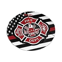 Christmas Tree Skirts Firefighter Fireman Fire Dept Rescue Uniform Thin Red Line US Flag Printed Tree Skirt 36inch(91cm) Gorgeous Xmas Holiday Party Ornaments Keepsake Gift