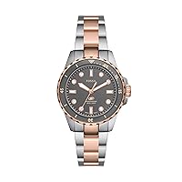 Fossil Women's Blue Dive Quartz Stainless Steel Three-Hand Watch, Color: Two Tone (Model: ES5348)