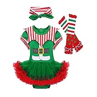CHICTRY Baby Girls Christmas Outfits First Xmas Tutu Dress 4Pcs Clothing Set