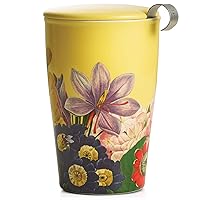 Kati Cup Soleil, Ceramic Tea Infuser Cup with Infuser Basket and Lid for Steeping Loose Leaf Tea