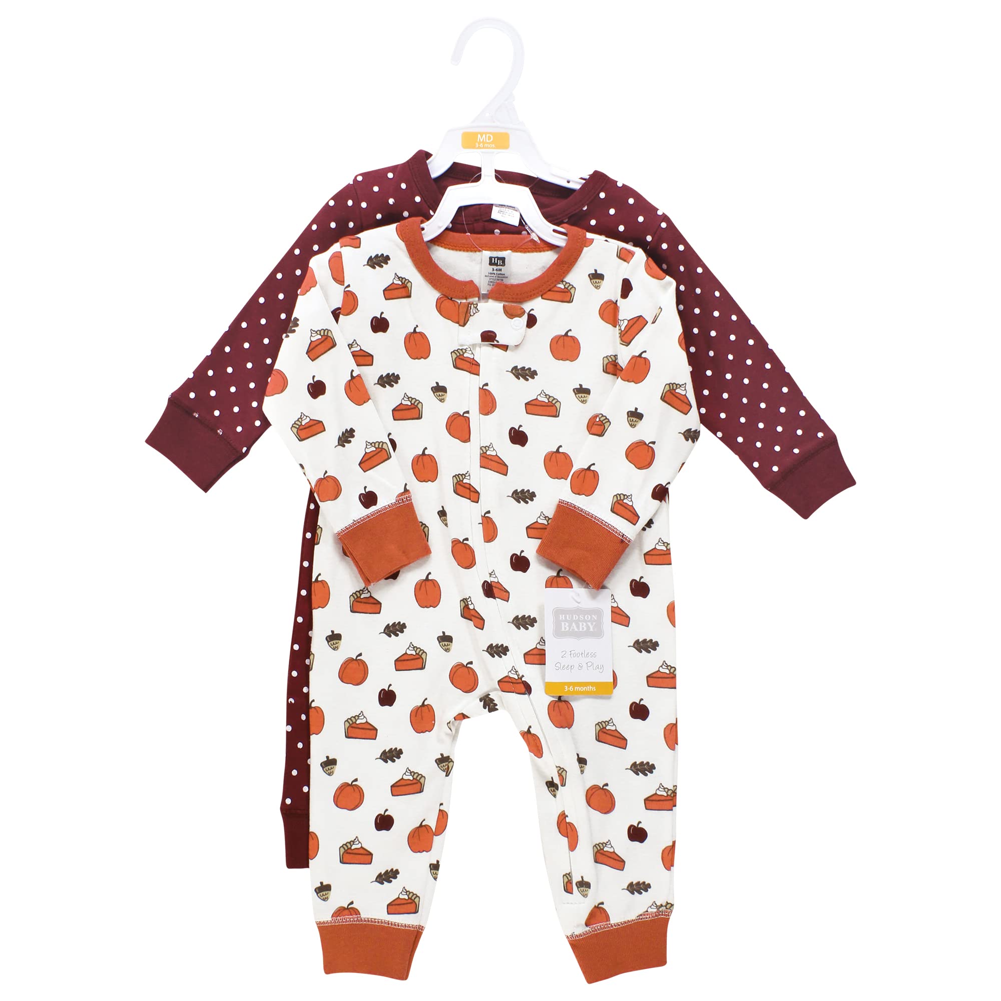 Hudson Baby Unisex Baby Cotton Sleep and Play, Pumpkin Pie, 6-9 Months