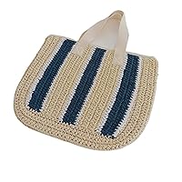New Striped Women's Handbag, Woven Bag, Straw Bag, Handmade Bag