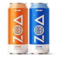 ZOA Zero Sugar Energy Drink, Wild Orange & Super Berry Bundle, 16 fl. oz. (24 Pack) - Supports Immunity, Focus, Hydration, Body & Energy - 160mg Caffeine from Green Tea - 100% DV Vitamins C, B6 & B12…