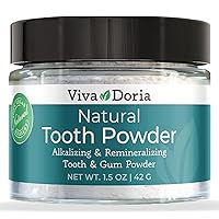 Viva Doria Natural Tooth Powder | Remineralizing Tooth Powder | Natural Teeth Whitening Powder | Toothpaste Power | Breath Freshener | Refreshing Mint Flavor | 1.5 Oz Glass Jar