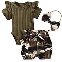Baby Girls Ribbed Bodysuit Bloomer Shorts Outfits Summer Clothes