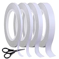 SIQUK 4 Rolls Double Sided Tape Strong Adhesive Sewing Tape with 1pc Mini Scissor for Craft Class Office, 39.4 Yards Each Roll (Width: 6mm/ 9mm/ 12mm/ 15mm)