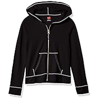 Hanes Girls Slub Jersey Full Zip Jacket