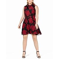Womens Lace Overlay A-Line Dress