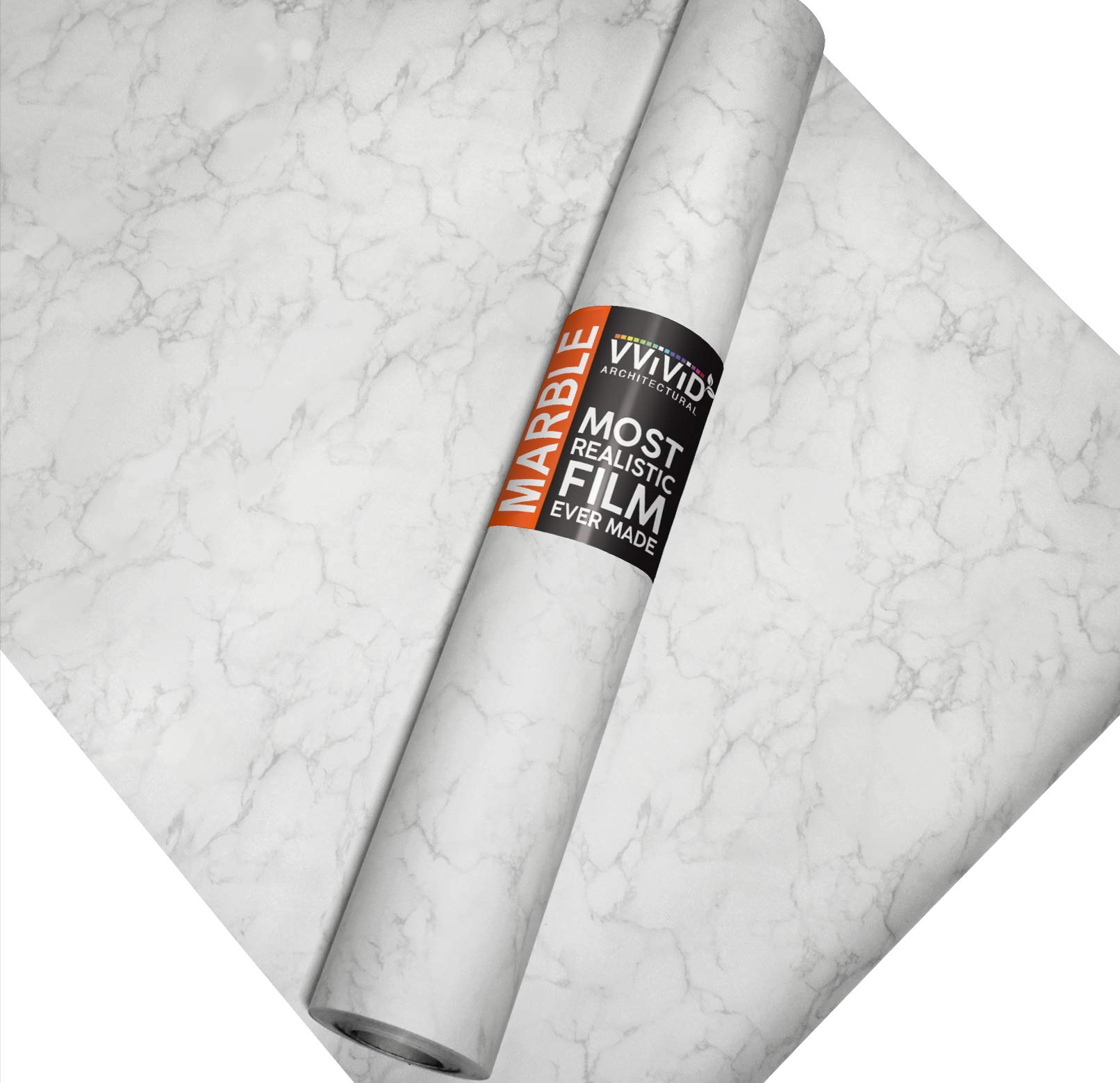 VViViD Matte Carrara White Marble Natural Texture Architectural Vinyl Sheet Film Roll (16 Inch x 6.5ft Roll)