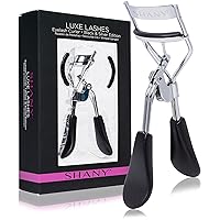 Luxe Lashes Eyelash Curler - Professional Makeup Tool for Eyelashes with Two Silicone Refill/Replacement Pads - Black and Silver
