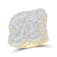 14kt Two-tone Gold Mens Round Diamond K Initial Letter Ring 8-5/8 Cttw