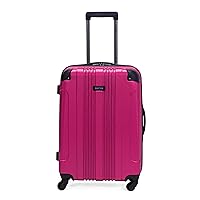 Kenneth Cole REACTION Out of Bounds Lightweight Hardshell 4-Wheel Spinner Luggage, Magenta, 24-Inch Checked