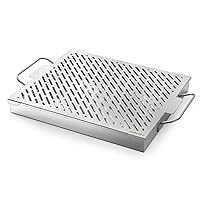 Onlyfire Stainless Steel Wood Chip Smoker Box, Rectangle BBQ Smoker Box With Removable Water Reservior for Charcoal or Gas Grills, 13.7 x 11.8 Inch