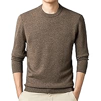 100% Wool Sweater Men's Pullover Autumn and Winter Casual Solid Color Cashmere Knitted Sweater