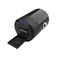 Scosche CPDC30 PowerVolt 30-Watt USB Type-C Fast Mini Flush Fitting Car Charger with Fabric Pull Tag & Power Delivery 3.0 with PPS for All USB-C Devices