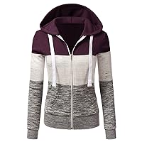 Women's Long sleeves Color Block Hoodie Tops Cute Casual Drawstring Loose Lightweight Tunic Pullover