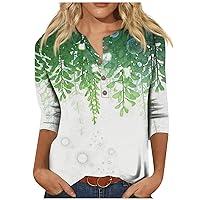 Going Out Tops,Women's Fashion Button Down Collar Seven Part Sleeve Printed Slim Casual T-Shirt Top