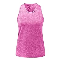 Women's Sleeveless Flowy Loose Fit Solid Color Built in Bra Yoga Athletic Shirts Soft Criss Cross Yoga Workout Tank Top