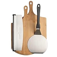 Camp Chef Pizza Accessories Kit - Includes 2 Pizza Peel, 1 Pizza Spatula & 1 Rocking Pizza Cutter - Premium Pizza Kit for Indoor or Outdoor Cooking
