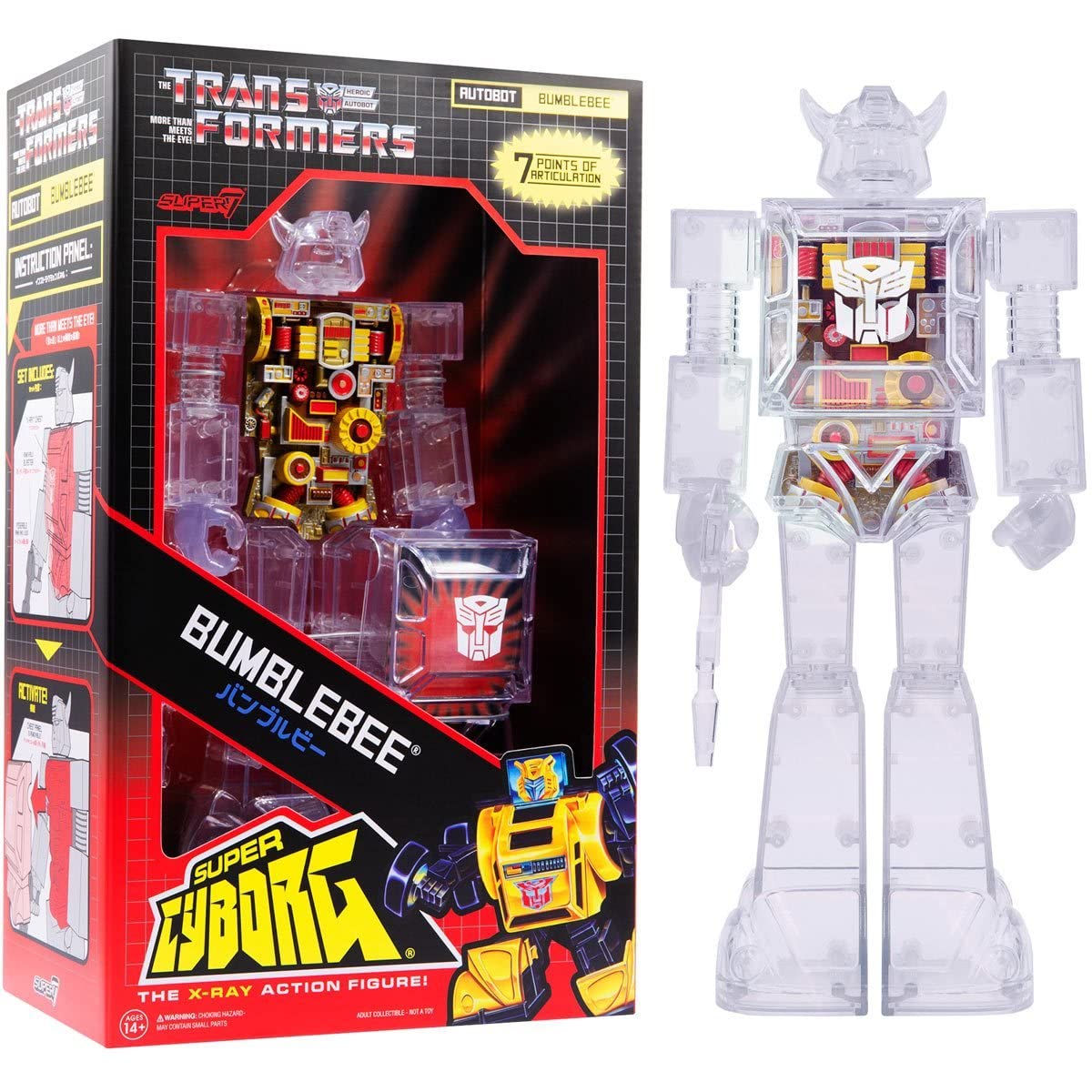 Super7 Transformers Bumblebee (Clear) 10 in Super Cyborg Action Figure