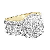 10k Yellow Gold 1.71 Carat Real Diamond Engagement Wedding Pinky Ring Band (1.71 cttw, H-I Color, I1)