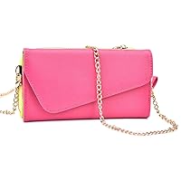 Clutch Wallet with Wristlet and Crossbody Strap for Smartphones or Phablets up to 5.7 Inch - Carrying Case - Frustration-Free Packaging - Magenta and Yellow