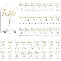 Qunclay 40 Pack 4 x 6 Inch Gold Acrylic Wedding Table Number 1-40 Clear Wedding Table Stand with Numbers Calligraphy Table Number Holders Table Signs for Wedding Reception Centerpieces Decorations