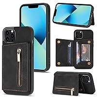 Copper Buckle Zipper Wallet Leather Phone Case for Samsung Galaxy A71 A51 A52 S A53 A12 Note 20 Ultra 5G Back Cover, Card Holder Stand Soft Shell(Black,Note 20)
