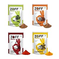 ZOFF Spices Combo Pack of 4 - Traditional Indian Spice Powder with Kashmiri Chili Powder, Garam Masala, Coriander Powder, Turmeric Powder - 200 grams/7.05 Oz each…