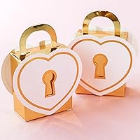 Kate Aspen Love Lock (Set of 12) Favor Boxes, Pink and Gold