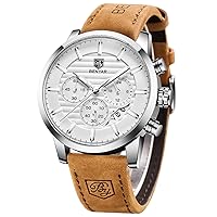 BY BENYAR Men's Watch Fashion Quartz Movement Watch Analogue Chronograph Business Waterproof and Scratch-Resistant Stainless Steel Strap Leisure Sports Watches for Men