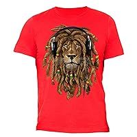Men's Lion Rasta Reggae Crewneck Short Sleeve T-Shirt