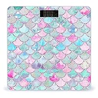 Pink Mermaid Scales Digital Bathroom Scale for Body Weight Lighted Large LCD Display Round Corner Home
