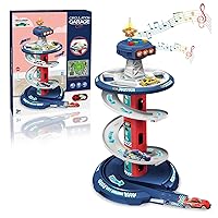 Car Garage Toy for Boys, Car Parking Playset with 3 Cars, Simulated Sound and Light, Tower Car Race Ramp Track Toy for 3+ Year Old Boys Girls Toddlers