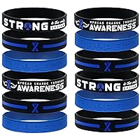 Blue Awareness Bracelets (12-pack) - Wholesale Bulk Pack of 12 Silicone Wristbands - Blue Awareness Ribbon Products and Accessories, Silicone Rubber