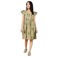 Women's Jaipur Cotton Green Dress