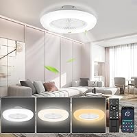 Izrielar 80 W Ceiling Fan with Lighting, 6 Adjustable Wind Speeds, Continuously Dimmable, 55 cm LED Fan Light with Remote Control and App, Summer and Winter Mode, Timer, 3000-6500 K