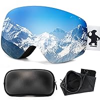 Ski Goggles for Men Women - OTG Snowboard Goggles with Framless Anti-Fog Spherical Lens