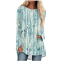Fall Outfits for Women 2023, Women's Casual Fashion Flower Print Long Sleeve Medium Length Top Blouse