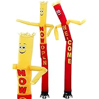 2 Pieces 20 ft Inflatable Tube Man Now Open Welcome Advertising Wacky Waving Inflatable Dancing Tube Guy Air Operated Waving Puppet for Business Store Party, Blower Not Included