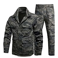 Summer Camo Suit Men's Thin Shirts Jacket And Cargo Trousers Tactical Military Cotton Multi-Pocket Suit