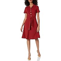 Tommy Hilfiger Women's Collared Button-up Midi Dress With Waist Tie