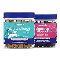 PupGrade 2-Pack Itch & Allergy and Digestive Support Supplements for Dogs - Formula for Digestive, Allergies, Skin & Coat Health with Alaskan Salmonn Fish Oil - 120 Chews Total