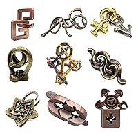 9 Pcs Metal Puzzles for Adults Brain Teaser Puzzles Steel Puzzle for Adults Unlock Interlocking Puzzle Adult Mind Puzzle Games IQ Education Puzzle Toys Smart Toy (Set F)