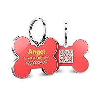 QR Code Dog Tag,Dog Tags Personalized for Pets,Custom Dog Name Pet ID Tags,Dog ID Tags Personalized,Cat ID Tag -Free Online&Scan QR Receive Instant Location Alert Email