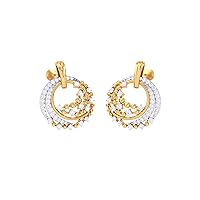 Jewels Gold 0.33 Carat (I-J Color, SI2-I1 Clarity) Natural Diamond Circle Stud Earrings For Women & Girls