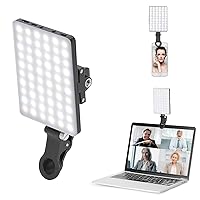 Newmowa 60 LED High Power Rechargeable Clip Fill Video Conference Light with Front & Back Clip, Adjusted 3 Light Modes for Phone, iPhone, Android, iPad, Laptop, for Makeup, TikTok, Selfie, Vlog