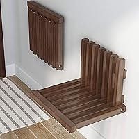 Bath Stools,Folding Solid Shower Bench Seat, Fold up Bathroom Stool Seating Chair, Invisible Wall Hanging Chair Stool for Doorway Household Entrance/Walnut