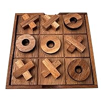 TicTacToe Tic Tac Toe Wooden Board XO OX Games Coffee Table Desk Toy Fun Game with Friends and Family Adult Games Travel Backyard Indoor Outdoor Decorative Decor Room